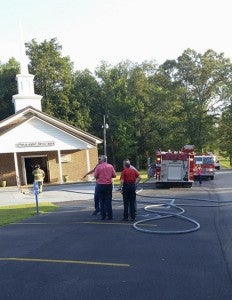 An electrical fire at Poplar Springs Baptist Church in Clanton took place during the afternoon singing service on August 9, causing minor damage. (Contributed Photo)