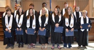 Students who participated in the ceremony included (back row) Cameron Easterling, Dillan Langston, Dante Pacheco, Hakeem Underwood, Dykota Wells, Justice Young, Christopher Willis, (front row) Andrew Ray, Skyler Smith, Brooklyn Griffin, Mikayla Fenske, Ashley Patterson, Alexis Sewell and Michael Weaver.