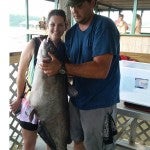 Andy and Hannah Gore caught a 42-pound blue catfish and claimed the “Big Fish” prize at a catfish tournament over the weekend. (Contributed Photos)