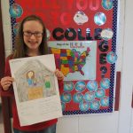 Thorsby fourth grader Lacey Jennings holds up the artwork that helped her advance to the state level of the College Counts Smart Art Contest. (Contributed Photo)