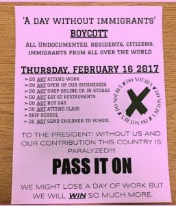 This flyer is an example of the social media post that spurred on "A Day Without Immigrants" participation in Chilton County. (Contributed photo) 